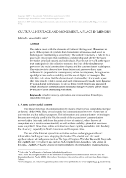 CULTURAL HERITAGE AND MONUMENT, A PLACE IN MEMORY