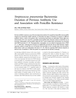Streptococcus pneumoniae Bacteremia: Duration of Previous