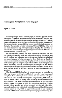 Meaning and Metaphor in Flores de papel Myra S