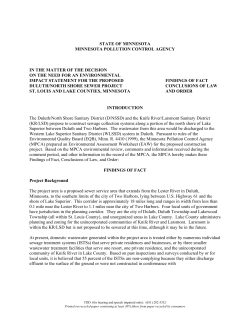 Duluth/North Shore Sewer Project - Minnesota Pollution Control