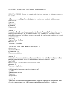 CHAPTER 1: Introduction to Word Parts and Word