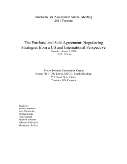 The purchase and sale agreement: Negotiating strategies from a US