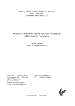 Multilevel Governance and the Future of Sovereignty: A - VU-dare