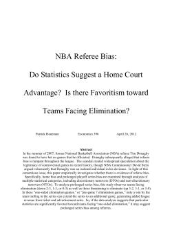 NBA Referee Bias: Do Statistics Suggest a Home Court Advantage