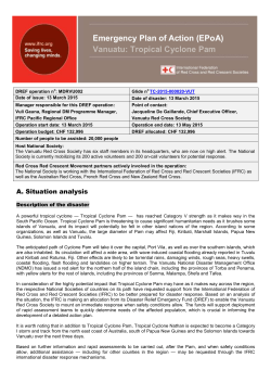 Emergency Plan of Action (EPoA) Vanuatu: Tropical Cyclone Pam