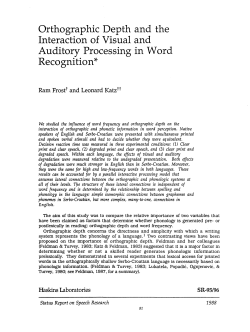 Orthographic Depth and the Interaction of Visual and Auditory