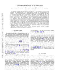 The hydration number of Na+ in liquid water