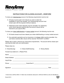 INSTRUCTIONS FOR CLOSING ACCOUNT