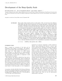 Development of the Sleep Quality Scale