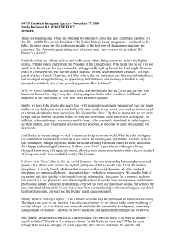 OCFP President Inaugural Speech &ndash; November 17, 2006 Sandy