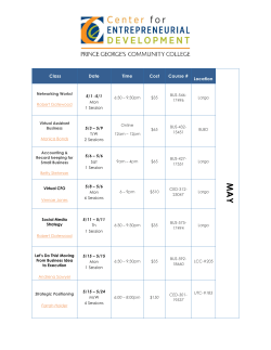 Class Date Time Cost Course # Location