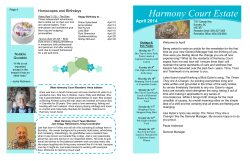 Harmony Court Estate April 2014 Newsletter