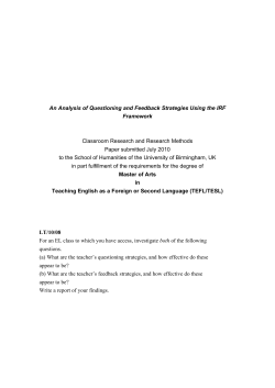 An Analysis of Questioning and Feedback Strategies Using the IRF