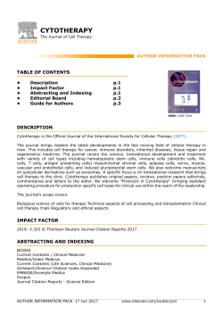 The Journal Of Cell Therapy CYTOTHERAPY