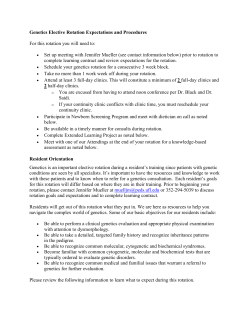 Genetics Elective Rotation Expectations and Procedures For this