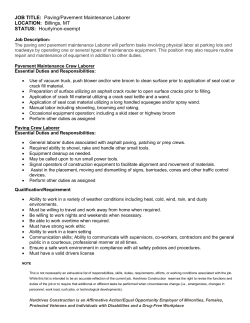 JOB TITLE: Paving/Pavement Maintenance Laborer LOCATION
