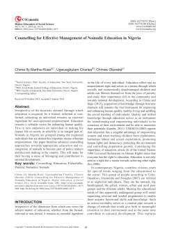 Counselling for Effective Management of Nomadic Education in
