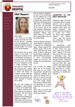 CEO Report - Te Aroha Community Hospital