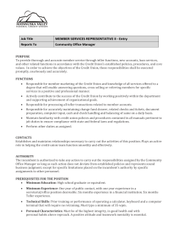 MEMBER SERVICES REPRESENTATIVE II - Entry