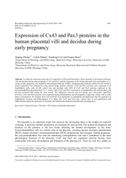 Expression of Cx43 and Pax3 proteins in the human placental villi