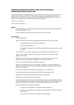 Energy Labelling of Household Dishwashers, 1998