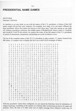 Presidential Name Games - Digital Commons @ Butler University
