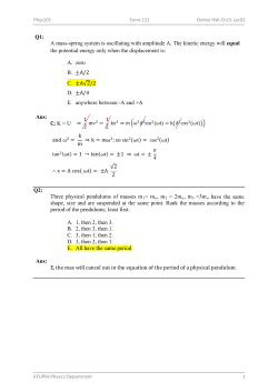 A mass-spring system is oscillating with amplitude A. The