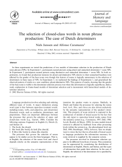 The selection of closed-class words in noun phrase production: The
