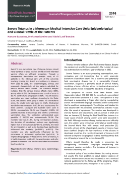Severe Tetanus in a Moroccan Medical Intensive Care Unit