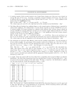 fall 2014 PROBLEMS No.9 STATISTICAL HYPOTHESES