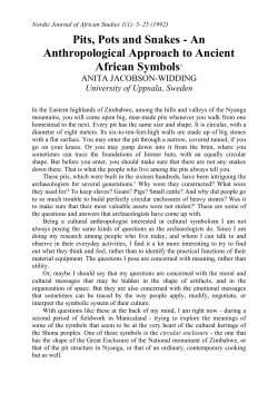 Pits, Pots and Snakes - Nordic Journal of African Studies