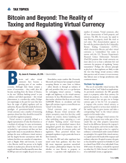 Bitcoin and Beyond: The Reality of Taxing and Regulating Virtual