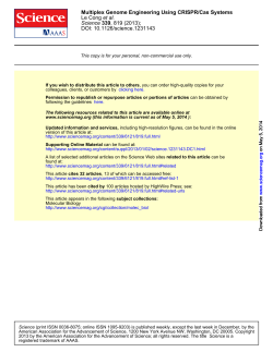 Multiplex Genome Engineering Using CRISPR/Cas Systems