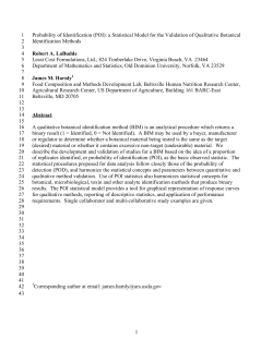 1 Probability of Identification (POI): a Statistical Model for the