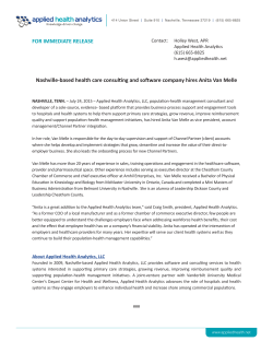 Anita Van Melle Joins Applied Health Analytics as Vice President