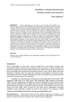 Sociability in relations between paid domestic workers and customers