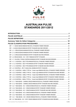 australian pulse standards 2011/2012