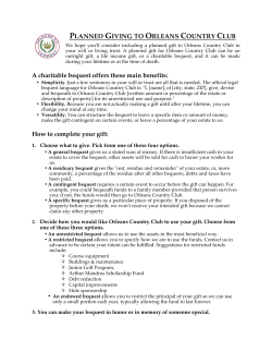 PLANNED GIVING TO ORLEANS COUNTRY CLUB