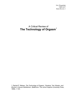 A Critical Review of The Technology of Orgasm