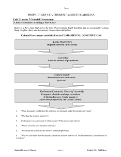 PROPRIETARY GOVERNMENT in SOUTH CAROLINA