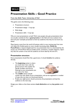 Presentation Skills &ndash; Good Practice