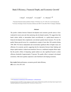 Bank Efficiency, Financial Depth, and Economic Growth&lowast;