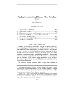Pleading Securities Fraud Claims&mdash;Only Part of the Story