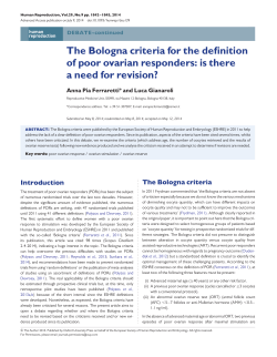 The Bologna criteria for the definition of poor ovarian responders: is