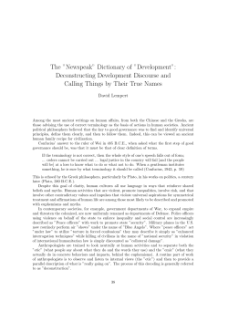 The &rdquo;Newspeak&rdquo; Dictionary of &rdquo;Development&rdquo;: Deconstructing