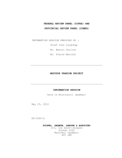 Matoush Uranium Project Mistissini Information Session Transcript