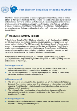 Fact Sheet on Sexual Exploitation and Abuse