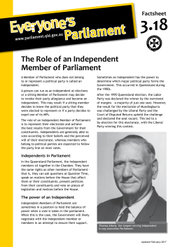 The Role of an Independent Member of Parliament
