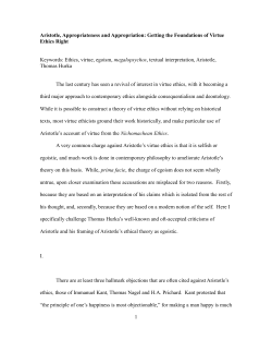 Aristotle, Appropriateness and Appropriation