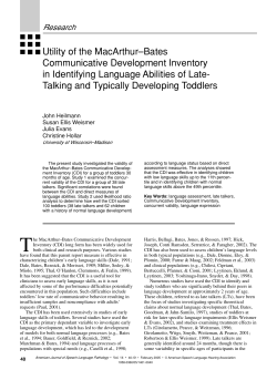 Utility of the MacArthur&ndash;Bates Communicative Development